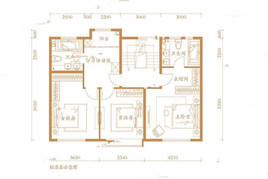 世茂国风雅颂5室2厅3卫225㎡户型图