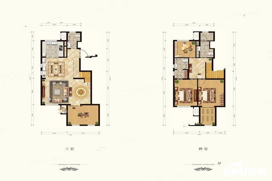 亿博香墅里3室1厅3卫155.6㎡户型图