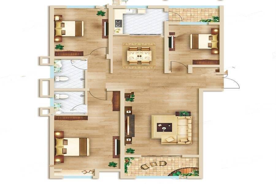 西溪花园3室2厅2卫130.3㎡户型图