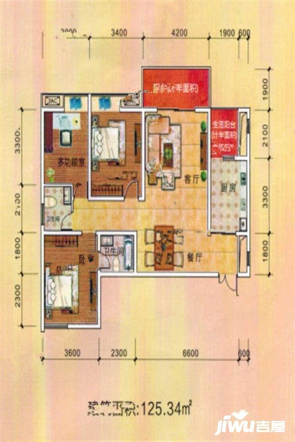 博望龙亭御苑3室2厅1卫125.3㎡户型图