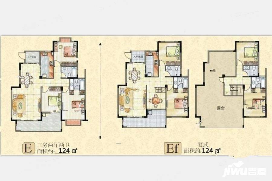 鹭洲府邸3室2厅2卫124㎡户型图