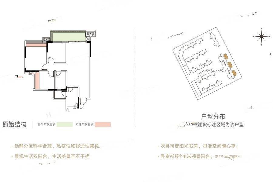 金科集美天宸3室2厅1卫93.3㎡户型图