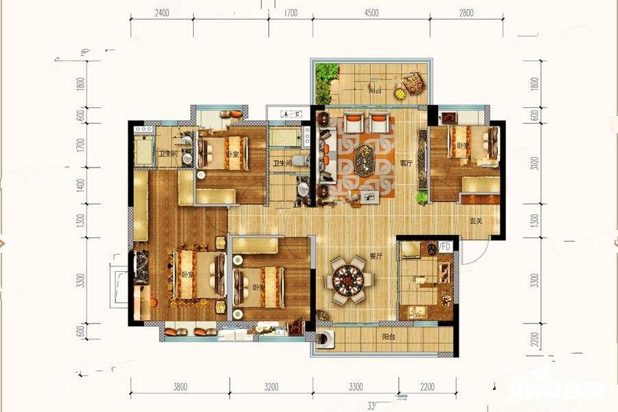 武胜碧桂园4室2厅2卫143㎡户型图