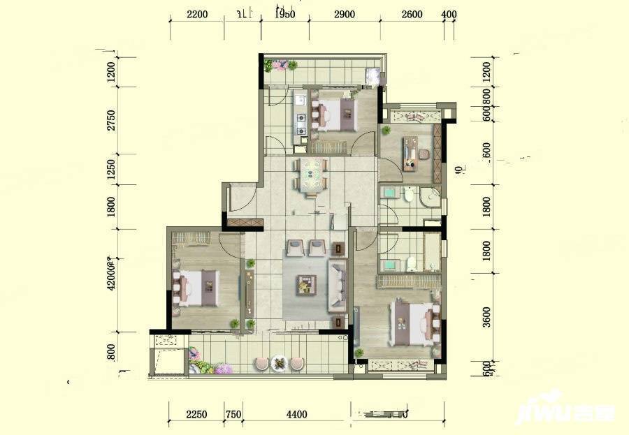 中梁西溪首府4室2厅2卫143.2㎡户型图