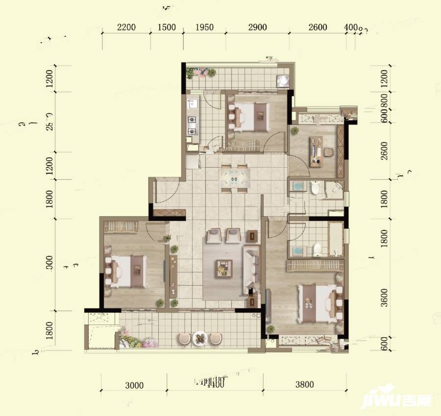 中梁西溪首府4室2厅2卫143.2㎡户型图