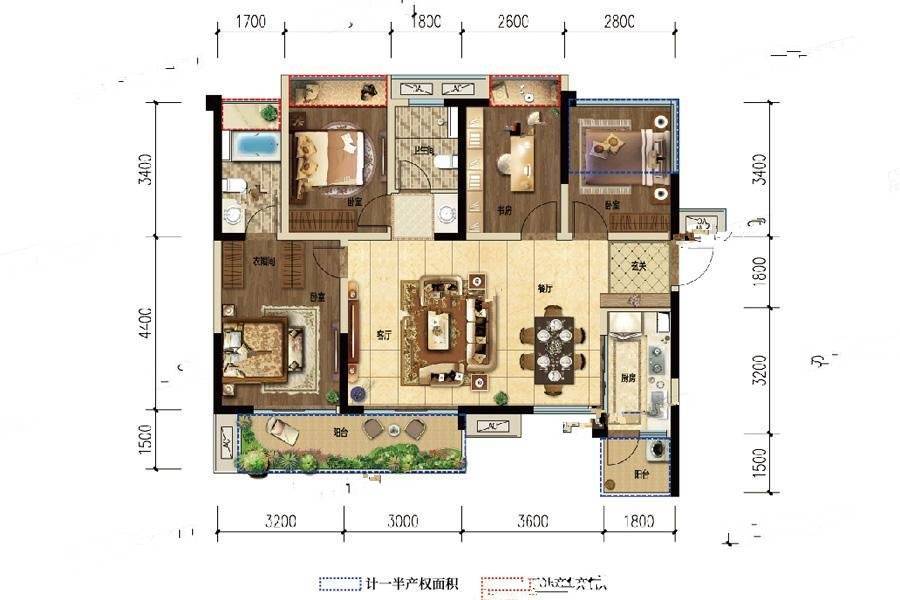 达州绿地城4室2厅2卫118㎡户型图