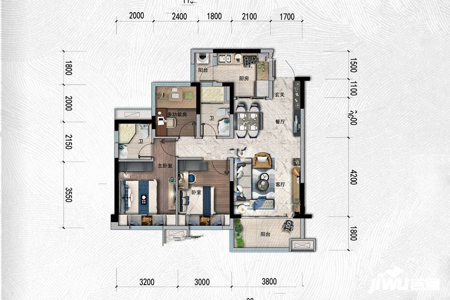 碧桂园珑樾湾3室2厅2卫93㎡户型图