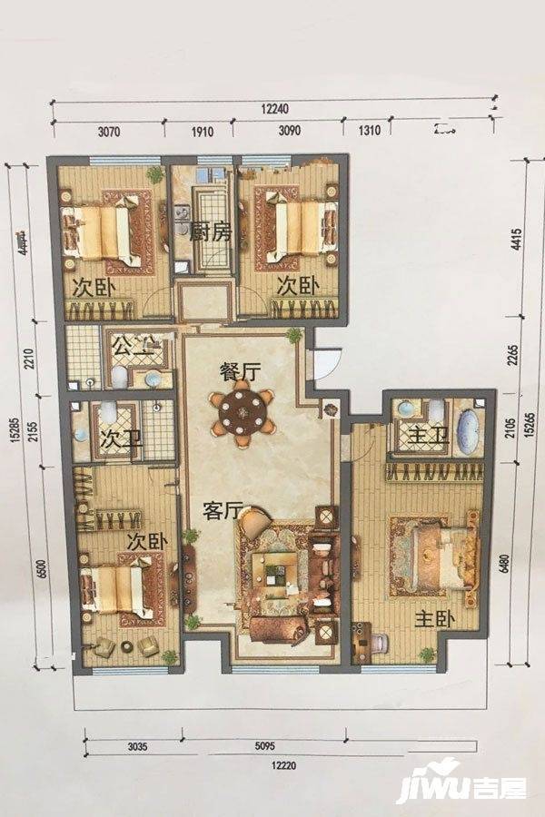 龙庭时代4室2厅3卫208㎡户型图