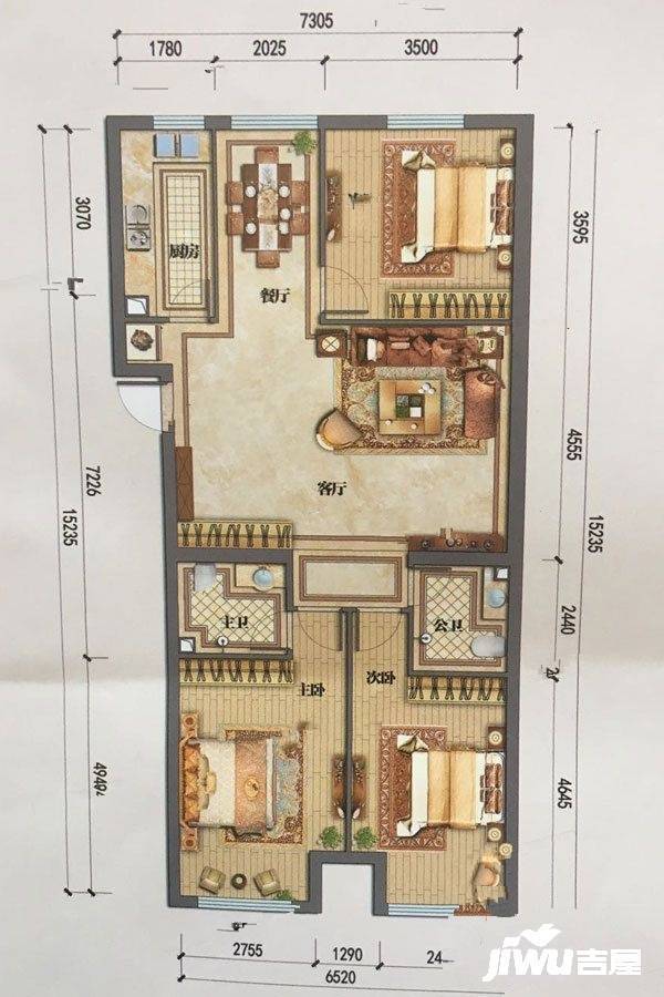 龙庭时代3室2厅2卫145㎡户型图