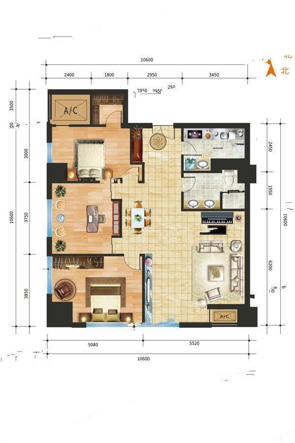 茂华金汇公馆3室2厅1卫147㎡户型图