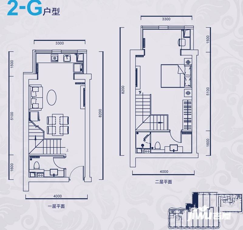 青年都会1室1厅2卫84㎡户型图