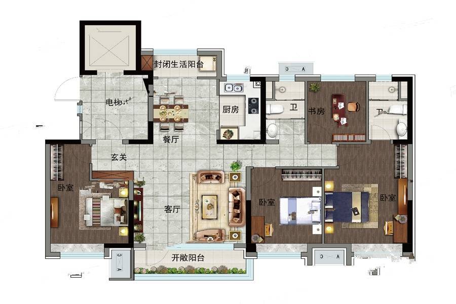 碧桂园天润时代4室2厅2卫143㎡户型图