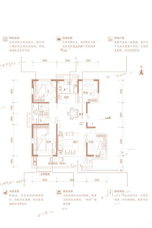 荣盛碧桂园玖玺台4室2厅2卫170㎡户型图