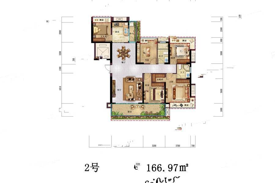 裕景华城5室2厅2卫167㎡户型图