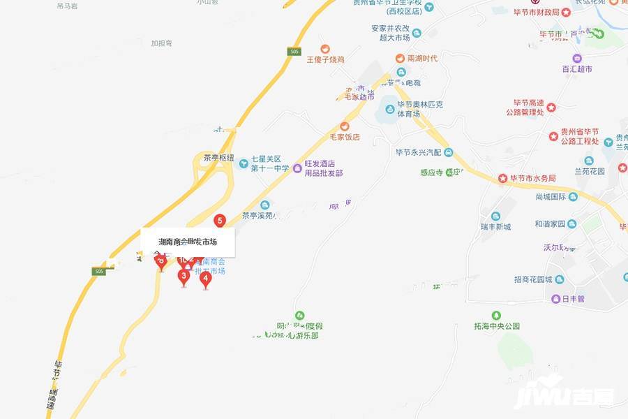 毕节湖南商会综合批发市场位置交通图
