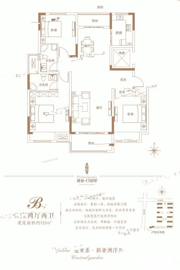 建业公园里3室2厅2卫135㎡户型图