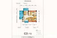 龙光·玖龙府3室2厅2卫116㎡户型图