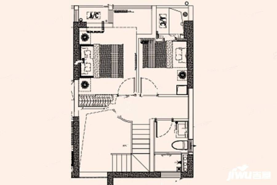 锦绣海湾城领寓2室2厅2卫52㎡户型图