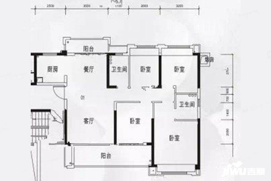 锦绣国际花城4室2厅2卫129.8㎡户型图