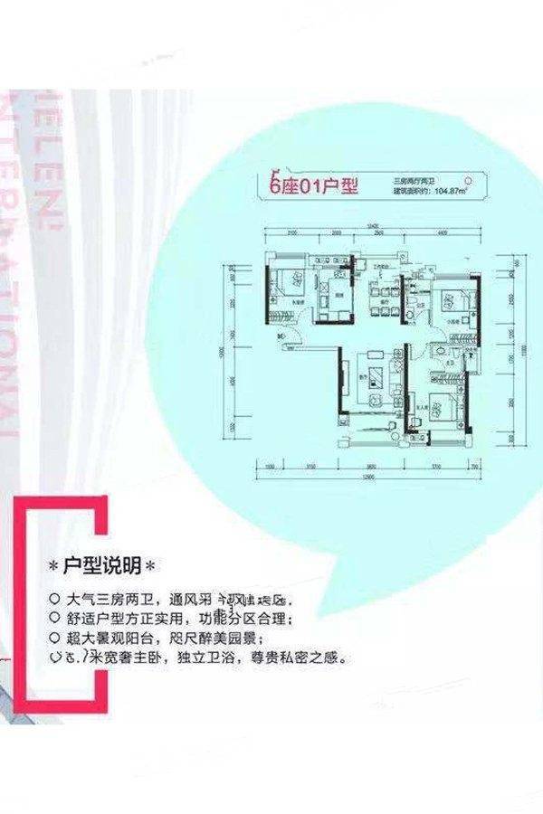 海伦国际3室2厅2卫104.9㎡户型图