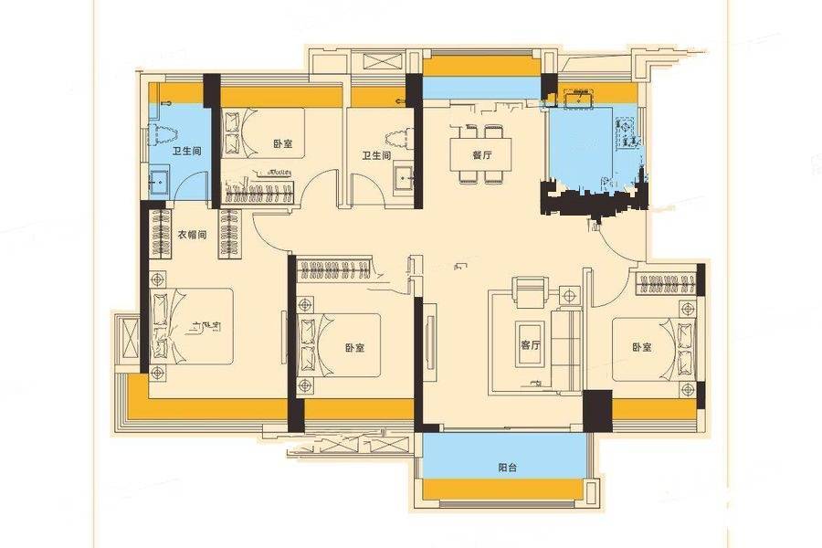 泰丰凤凰源4室1厅1卫115㎡户型图