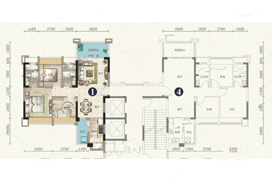 南洲潮汇湾3室2厅2卫90㎡户型图