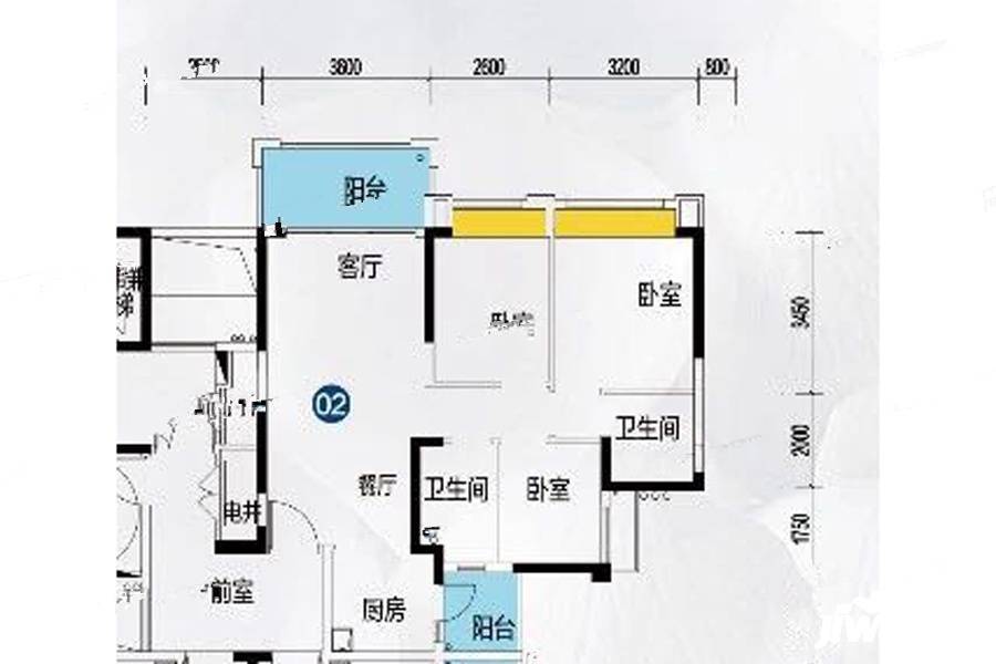 锦绣国际花城3室2厅2卫91.3㎡户型图