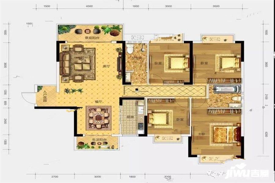 顾荣幸福里4室2厅2卫135㎡户型图