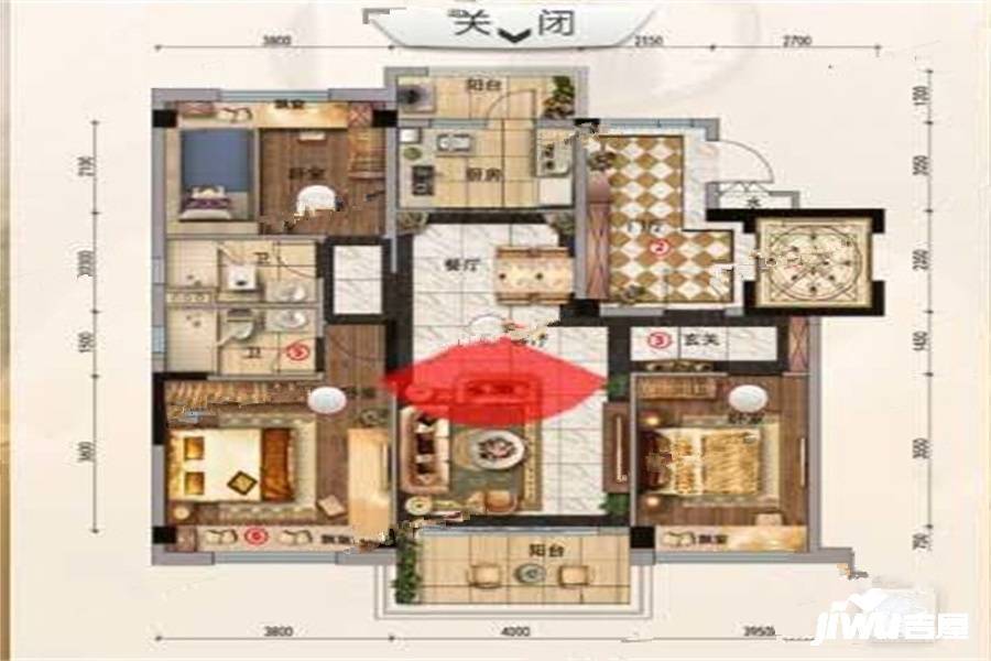 碧桂园凤凰城3室2厅2卫115㎡户型图