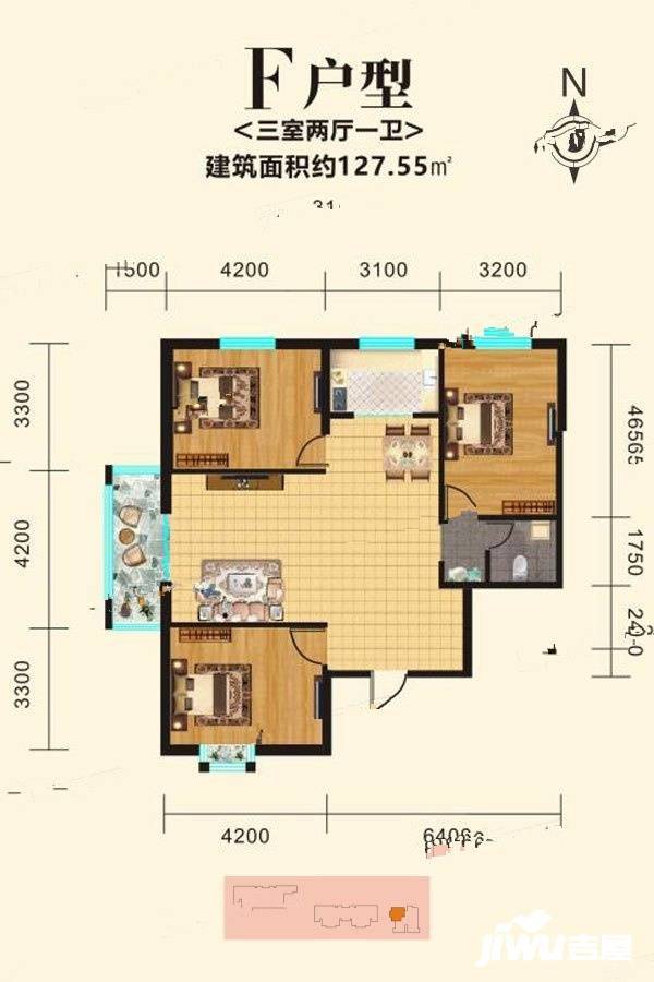 明昊家园
                                                            3房2厅1卫
