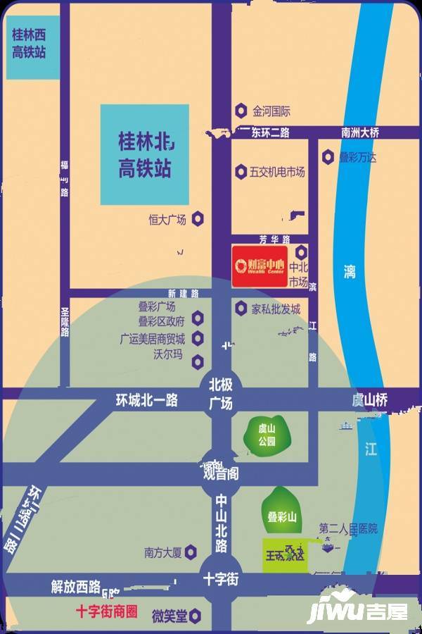 桂林财富中心位置交通图图片