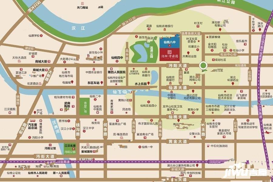 沔阳学府园位置交通图