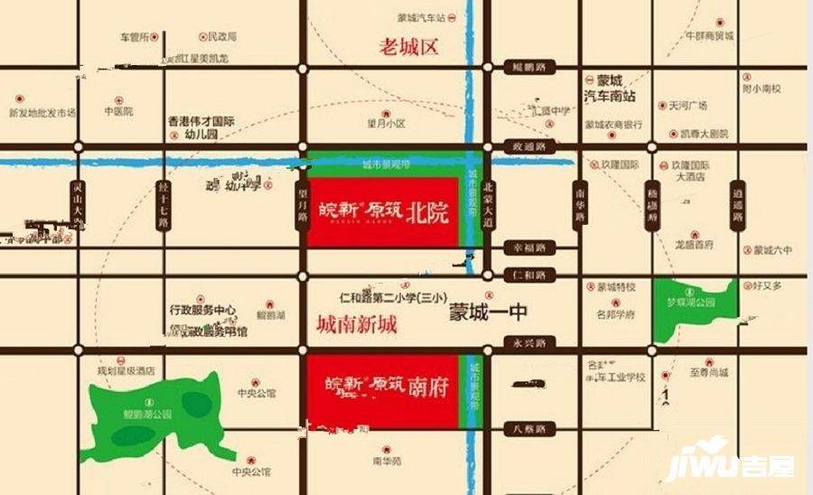 蒙城皖新原筑南府位置交通图图片