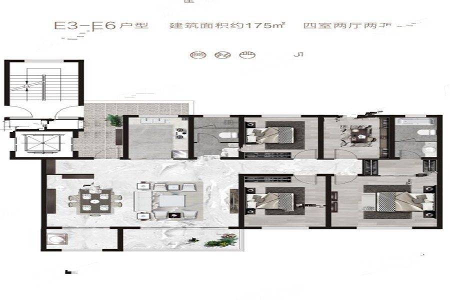 崛起尚合府4室2厅2卫175㎡户型图