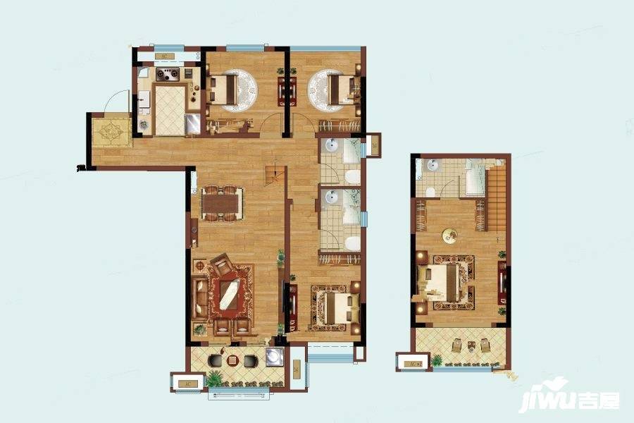 皖新翡翠庄园4室2厅3卫120㎡户型图