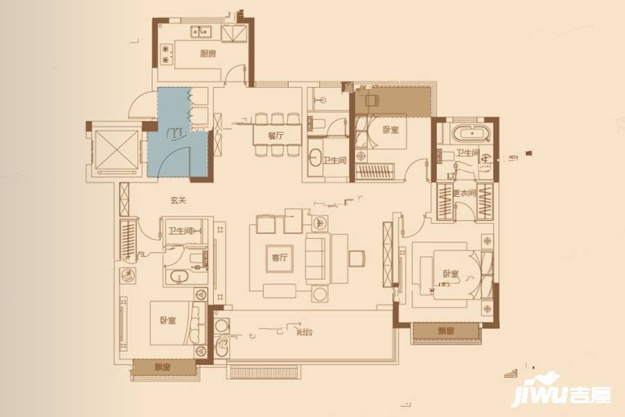 招商雍和府4室2厅3卫149㎡户型图