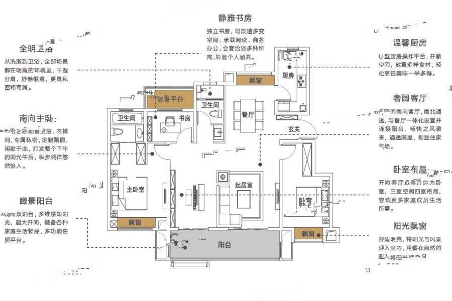 远洋庐玥风景3室2厅2卫125㎡户型图