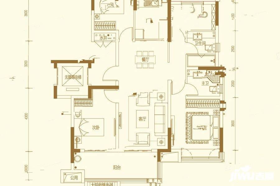 谊华雍景府4室2厅2卫123㎡户型图