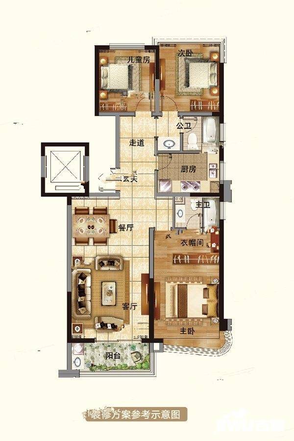 半岛公馆3室2厅2卫133㎡户型图