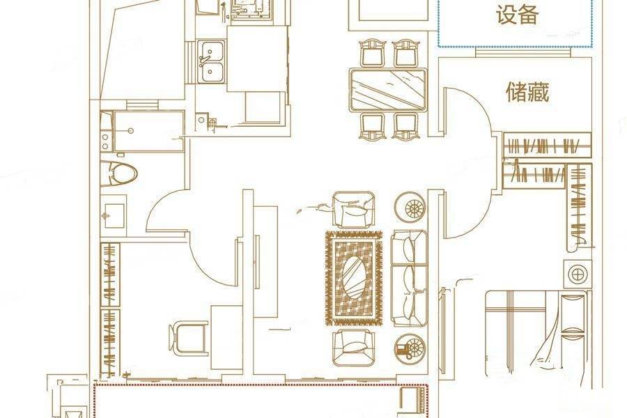 和昌海罗街3室2厅1卫89㎡户型图