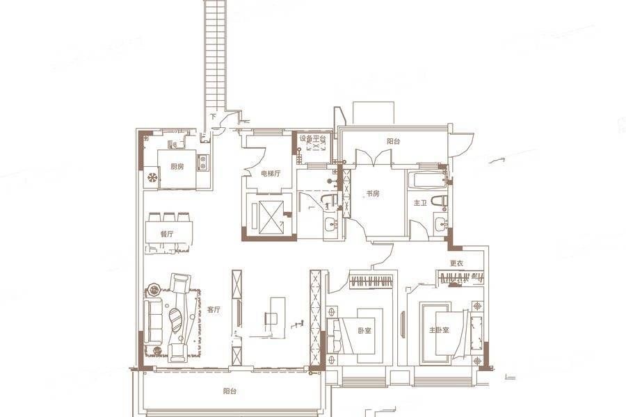 御璟江山3室2厅2卫161.1㎡户型图