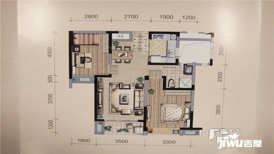 融科梧桐里2室2厅1卫78㎡户型图