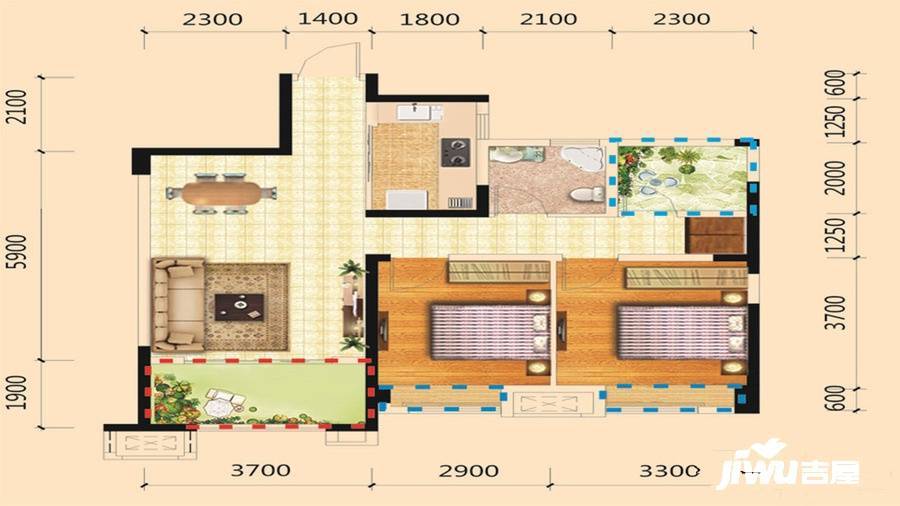 力高共和城熙伍园
                                                            3房2厅2卫
