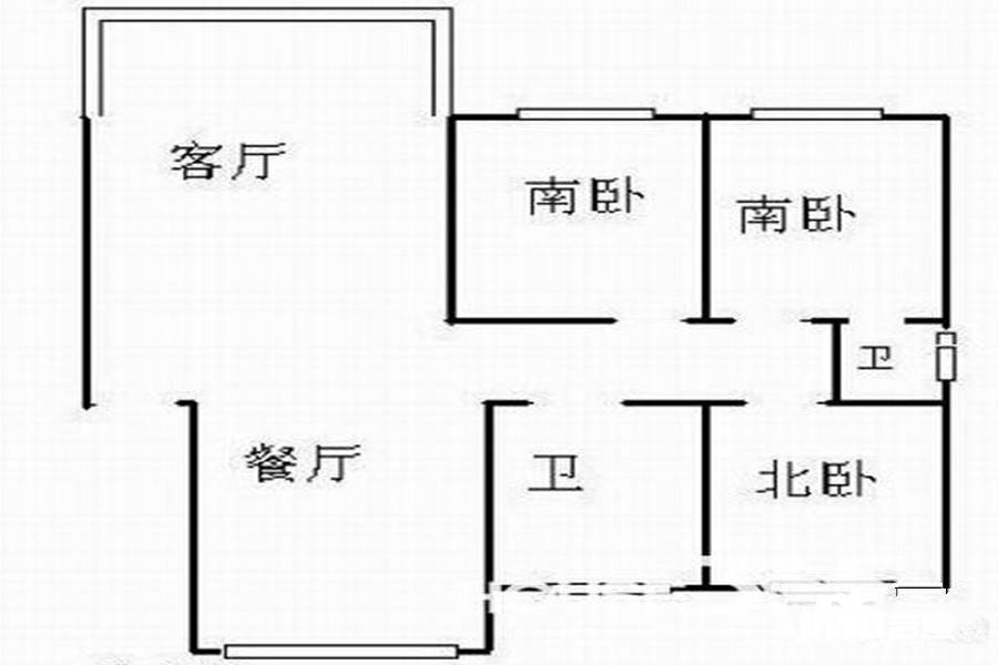 中国中部花木城3室2厅1卫98.8㎡户型图