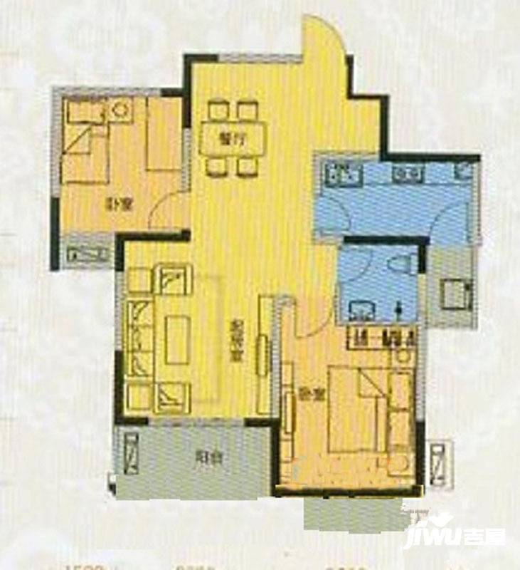 凤凰城2室2厅1卫82.7㎡户型图