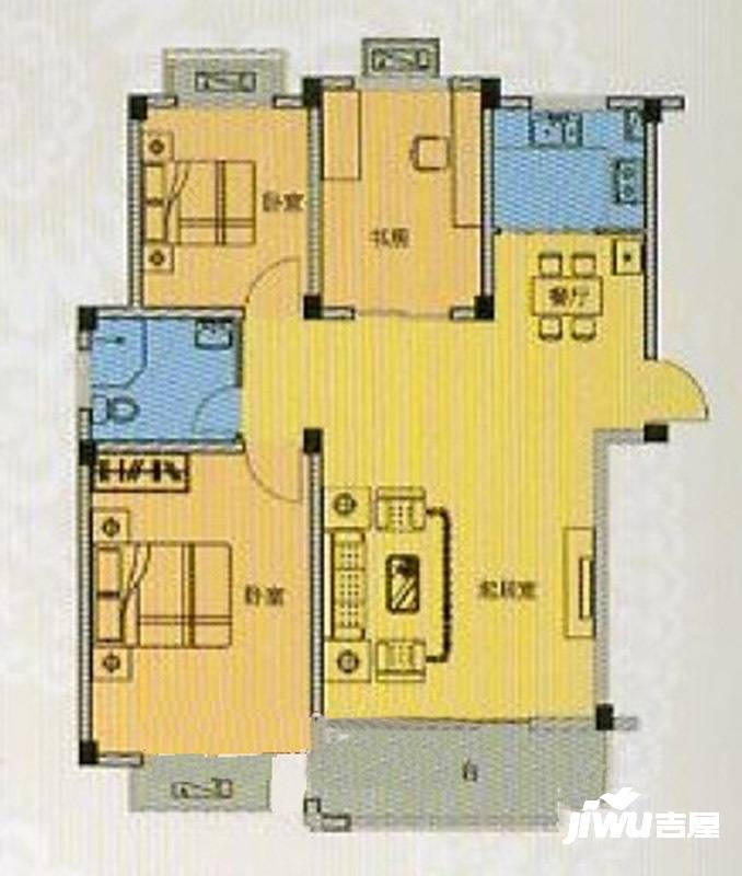 凤凰城2室2厅1卫93.7㎡户型图