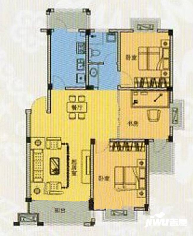 凤凰城2室2厅1卫103㎡户型图