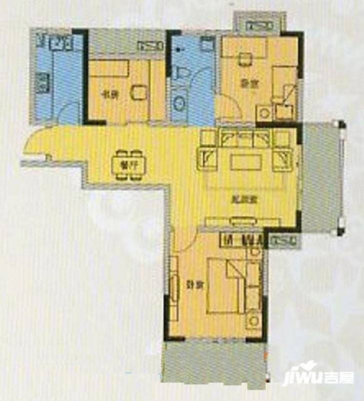 凤凰城3室2厅1卫91.3㎡户型图