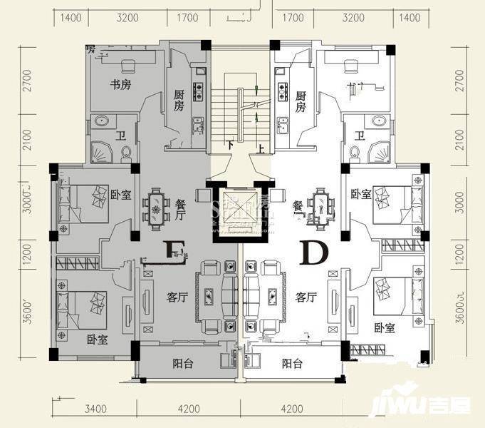 彩虹新城3室2厅1卫93.9㎡户型图