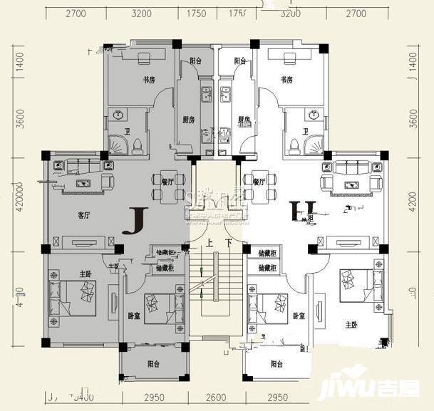 彩虹新城3室2厅1卫95.8㎡户型图